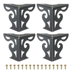 PATIKIL 4本セットモダンなメタル三角形ソファ脚 キャビネット ドレッサー 戸棚 テーブル 椅子 オットマン 本棚 ワードローブ用3インチ中空家具脚 黒