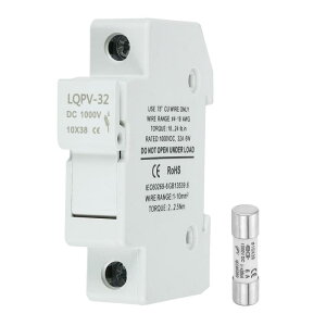 DIN���[���p�q���[�Y�z���_�[ 1�R�A�u���b�N�t�� 10x38mm DC 1000V 6A �P�Ƀ\�[���[/�������d�p�q���[�Y�z���_�[ 4-18AW G ����PV�V�X�e���o�b�e���[�ی�