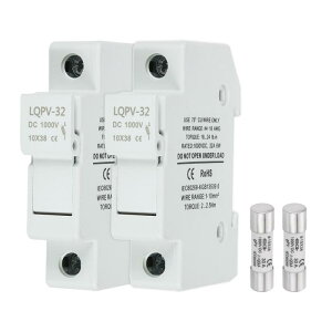 DIN���[���p�q���[�Y�z���_�[ 1�R�A�u���b�N�t�� 10x38mm DC 1000V 30A �P�� ����/�����q���[�Y�z���_�[ 4-18AW G ����PV�V�X�e���p�o�b�e���[�ی� 2����