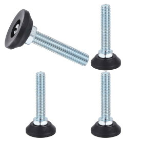 3/8"-16ネジ式家具用調整足 4個セット 38mm ネジ式調整脚 椅子用滑り止め脚 テーブル・椅子・キャビネット用 黒