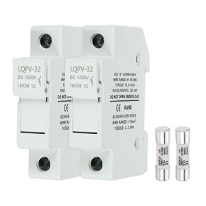 DIN���[���p�q���[�Y�z���_�[ 1�R�A�u���b�N�t�� 10x38mm DC 1000V 32A �P�� ����/�����q���[�Y�z���_�[ 4-18AW G�Ή� �\�[���[PV�V�X�e���p�o�b�e���[�ی� 2����