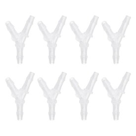 8個セット プラスチックホースバーブフィッティング 3/16" x 3/16" Y字型ティーバーブドホース パイプフィッティング スプライサー ジョイントアダプター 水/液体燃料用配管 クリア