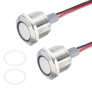 PATIKIL 19mm�i3/4�C���`�j�C���W�P�[�^�[���C�g2�Z�b�g�A12V-24V AC/DC 20mA LED���^���V�O�i�������v �h��IP67 �t���b�g�w�b�h�V�O�i�����C�g 205mm�i8�C���`�j�P�[�u���t�� �{�[�g�E�����ԗp�A���F