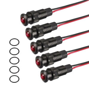 PATIKIL 5�Z�b�g 8mm�i5/16�C���`�j�C���W�P�[�^�[���C�g 12V-24V AC/DC LED�v���X�`�b�N�P�[�X �h��IP67 �ی^�w�b�h�M���� 150mm�i5.9�C���`�j�P�[�u���t�� ������/�D���p �ԐF
