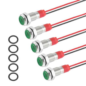 PATIKIL 5�� 6mm(1/4) �C���W�P�[�^�[ ���C�g 12V-24V AC/DC 20mA LED ���^�� �V�O�i�� �����v �h�� IP67 �t���b�g �w�b�h �V�O�i�� ���C�g 150mm(5.9) �P�[�u�� �t�� �{�[�g �� �p ��