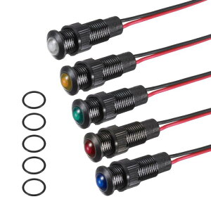 PATIKIL 5�� 8mm (5/16) �C���W�P�[�^ ���C�g 12V-24V AC/DC LED �v���X�`�b�N �V�F�� �M�� �����v �h�� IP67 �ی^ �w�b�h �M�� ���C�g 150mm (5.9) �P�[�u�� �t�� �{�[�g �� �p 5�F