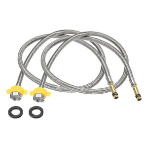 2個 39インチ蛇口給水ラインコネクターステンレス鋼編組長い蛇口コネクターG1/2メス圧縮スレッドx M10メスコネクターキッチンシンクバスルーム用(シルバー)