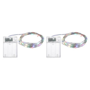 2パックLEDフェアリーライト電池式50個LED 16フィートマルチカラーライトミニ防水銅線ピカピカバルクライトDIYホームウェディングクリスマスパーティー装飾