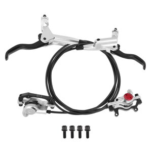 BULLSPANN 1セット 自転車ブレーキアクセサリー アルミニウム合金 ブレーキハンドルバー リア左フロント右ブレーキレバーとブレーキワイヤー ロードバイク MTB用 シルバートーン