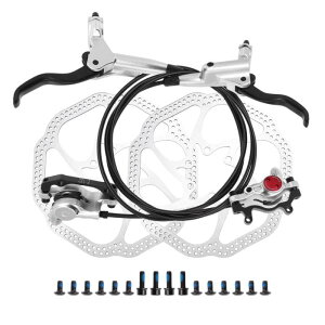 BULLSPANN 1セット 自転車ディスクブレーキキット リア左フロント右ブレーキレバー 160 mmローター 自転車ディスクブレーキキャリパー ブレーキワイヤー ロードバイク MTB用 シルバートーン