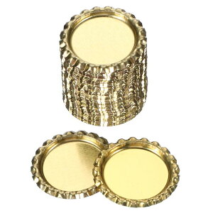 PATIKIL 100個 クラフト用ボトルキャップ 1" 装飾用両面印刷フラットボトルキャップ DIYペンダント スクラッ プブック バッジ用 大量品 金色