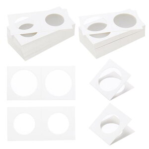 PATIKIL 2x2コインフリップ 200パック31.5/40mmこうか用紙製コインホルダー コインコレクション用品コレクター用 ホワイト