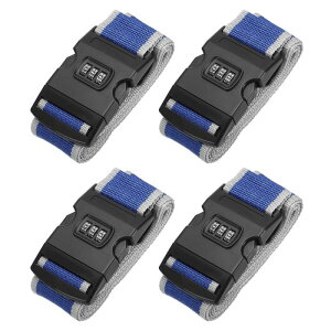 PATIKIL ラゲッジストラップ 4パックのスーツケースストラップ 組み合わせロック付きの調節可能なラゲッジベルト 旅行用にTSA承認済み グレーとブルー