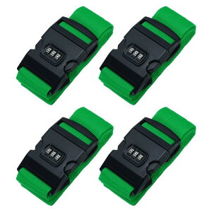 PATIKIL 荷物用ストラップ 4個セットのスーツケース用ストラップ 組み合わせロック付きの調節可能な荷物ベルト 旅行用にTSA承認済み グラス緑