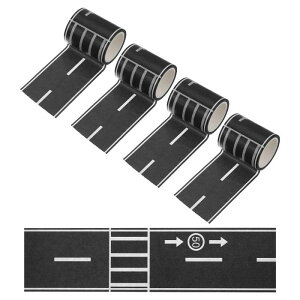 PATIKIL 66ft ロードテープ プレイテープカートラッ クテープトラフィック和紙テープハイウェイトレインDIYクラフトアートジャーナルスク ラップブックプランナースタイル3 黒