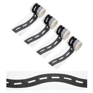 PATIKIL 66ft ロードテープ プレイテープカートラッ クテープトラフィック和紙テープハイウェイトレインDIYクラフトアートジャーナルスク ラップブックプランナースタイル5 黒