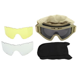 RATCHROLL バイク ゴーグル オートバイゴーグル 防塵防風 広い視野 UVカット ヘルメット対応 アウトドア スポーツ スキー 男女兼用 3つレンズ付き 1セット カーキ
