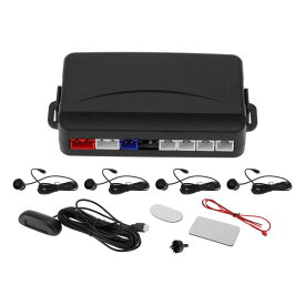 Motoforti ユニバーサルカーバックアップラダーシステムリバースパーキングセンサー距離検出ブラック4個パーキングセンサーアラームブザーリマインダー