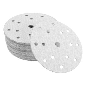 INFINAUTO サンディングディスク 5.91" 15穴 80番 オートモーティブリペア ラウンドフックアンドループ サンドペーパー アルミニウムオキサイド ホワイト 50個