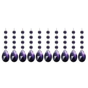 PATIKIL ティアドロップクリス タルシャンデリアペンダントビーズ 10パック125mm長38mmシャンデリアプリズムパーツ装飾吊りビーズDIYアートクラフト装飾 バイオレット