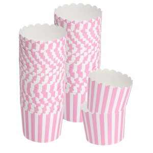 ウェディング用50個入りカップケーキラッパー 誕生日ウェディングパーティー用のペーパーベーキングカップとマフィンライナー(ピンクとホワイト)