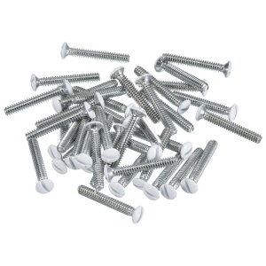 100個の壁プレート用ネジ、1"長さ6-32スレッドアウトレットネジホワイトオーバルヘッドミル付きスロットパネルスイッチプレートネジ、壁ライト電気カバーパネル交換用