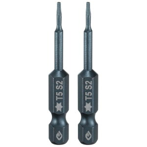 2個 T5 トルクス ドライバー ビット 1/4" 六角シャンク 2" 長さ S2 スチール 磁気 6 点 ドライバー ビット 工業用グレード 改ざん防止 スター ドリル ビット 穴なし トルクス ヘッド付き