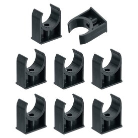 8個のPVCウォーターパイプクランプクリップ U字型のチュービングホースバックル 32mm OD用の灌漑チューブホルダー TVトレイ用のチュービングホースハンガーサポートチュービング 黒