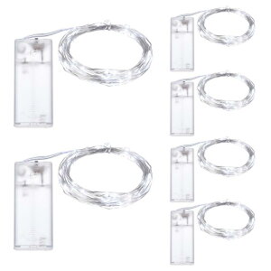 6パックLEDフェアリーライト電池式20 LED 10フィートホワイトライトミニ防水銅線きらめきバルクライトDIYホームウェディングクリスマスパーティー装飾