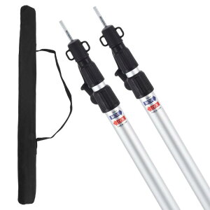 CAPASTEC タープポール 伸縮 テントポール 伸縮ポール 収納袋付き 長さ調節可能 2本セット キャンプ 設営用具 テント タープ用 シルバートーン