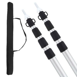 CAPASTEC タープポール 伸縮 テントポール 伸縮ポール 長さ調節可能 2本セット 収納袋付き キャンプ 設営用 テント タープ シルバートーン