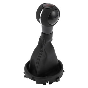 TUCKBOLD ミニクーパーに対応F55 F56ハッチバック用5速マニュアルギアシフトノブカバー付き | ギアボックススティックシフトレバーノブ ブラックレッドプラスチックフェイクレザー1個