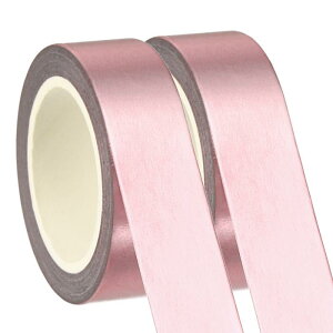 PATIKIL 和紙テープ ジャーナリング スクラップブッキング ギフトラッピング用 2巻き 低粘着性装飾テープ ローズ金色 3/5" x 32フィート