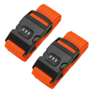 PATIKIL 荷物用ストラップ 2個セットのスーツケース用ストラップ 組み合わせロック付きの調節可能な荷物ベルト 旅行用にTSA承認済み オレンジ
