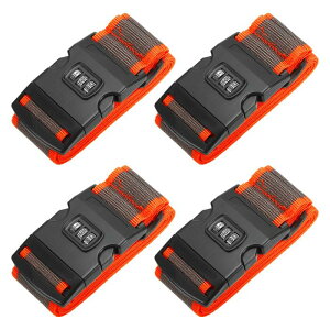 PATIKIL ラゲッジストラップ 4パックのスーツケースストラップ 組み合わせロック付きの調節可能なラゲッジベルト 旅行用にTSA承認済み グレーとオレンジ