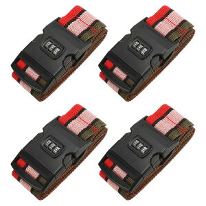 PATIKIL 荷物用ストラップ 4個セットのスーツケース用ストラップ 組み合わせロック付きの調節可能な荷物ベルト 旅行用にTSA承認済み レッド ピンク 緑