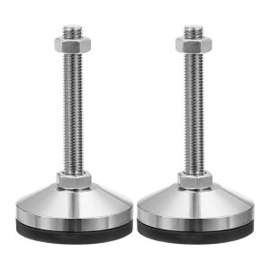 PATIKIL 家具レベリングフィート 80mm直径ベース M14ネジ 2個 炭素鋼 調節可能 ねじ付き家具レベラー 脚にねじ込む パッド付きレベラー デスク チェア キャビネット用 黒