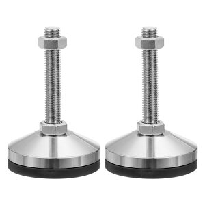 PATIKIL 家具レベリングフィート 80mm直径ベース M16ネジ 2個 炭素鋼 調節可能 ねじ付き家具レベラー 脚にねじ込む パッド付きレベラー デスク チェア キャビネット用 黒