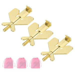 PATIKIL ポータブルセキュリティドアロック 80x50 mm 3個 調節可能 ホテルドアロックデバイス 収納バッグ付き 安全性向上 旅行 ホテル 自宅用 金色