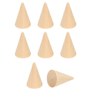 PATIKIL 木製コーンリングホルダー 8個 木製指輪宝石リングディスプレイスタンドオーガナイザー DIYアートクラフト用ウッドコーンラッ ク 木製カラー(40x25mm)
