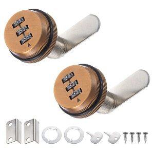 PATIKIL 38 mm コンビネーションカムロック 2個 ファイルキャビネットロック 組み合わせパスワード付き コード付きキャビネットロック シリンダー付き クローム厚さ15-25 mmの引き出し メールボ