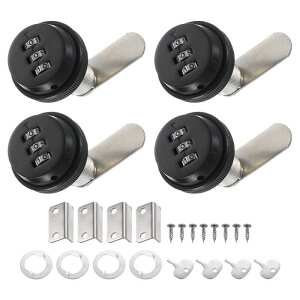 PATIKIL 37 mm コンビネーションカムロック 4個 ファイルキャビネットロック 組み合わせパスワードコード付き キャビネットロック シリンダー付き クローム 厚さ15-25 mmの引き出しメールボック