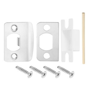 ドアストライクプレート ステンレススチールラッチ デッドボルト交換用ロック ストライクプレート ドアフレーム ドア枠用 57 mm x 44 mm シルバー 2個