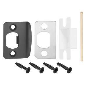 ドアストライクプレート ステンレススチールラッチ デッドボルト交換用ロック ストライクプレート ドアフレーム ドア枠用 57 mm x 44 mm 黒色 2個