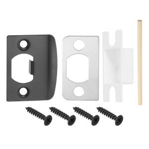 ドアストライクプレート ステンレススチールラッチ デッドボルト交換用ロック ストライクプレート ドアフレーム ドア枠補強用 57 mm x 44 mm 黒色 2個