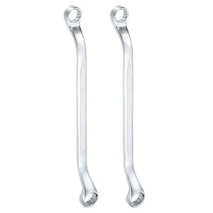 2個45度オフセットボックスエンドレンチ12mm x 14mm 12ポイントメトリックCR-Vダブルボックスエンドレンチクロムバナジウム鋼ロングオフセットトルクスボックスレンチ自動車家庭修理ツール