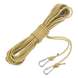 フック付きホローブレードポリプロピレンアンカーロープ 1/4"66フィートナイロンフロー ティングライン マリンプール用ライフボートアンカーロープ カーキ