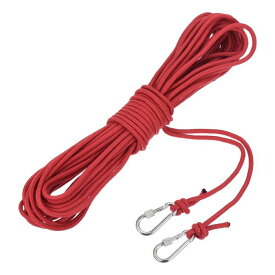 フック付きホローブレードポリプロピレンアンカーロープ 1/4"66フィートナイロンフロー ティングライン マリンプール用ライフボートアンカーロープ レッド