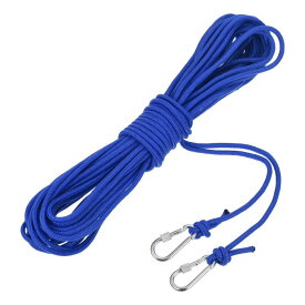 フック付きホローブレードポリプロピレンアンカーロープ 1/4"66フィートナイロンフロー ティングライン マリンプール用ライフボートアンカーロープ ブルー