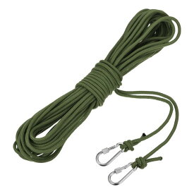 フック付きホローブレードポリプロピレンアンカーロープ 1/4"66フィートナイロンフロー ティングライン マリンプール用ライフボートアンカーロープ アーミー緑